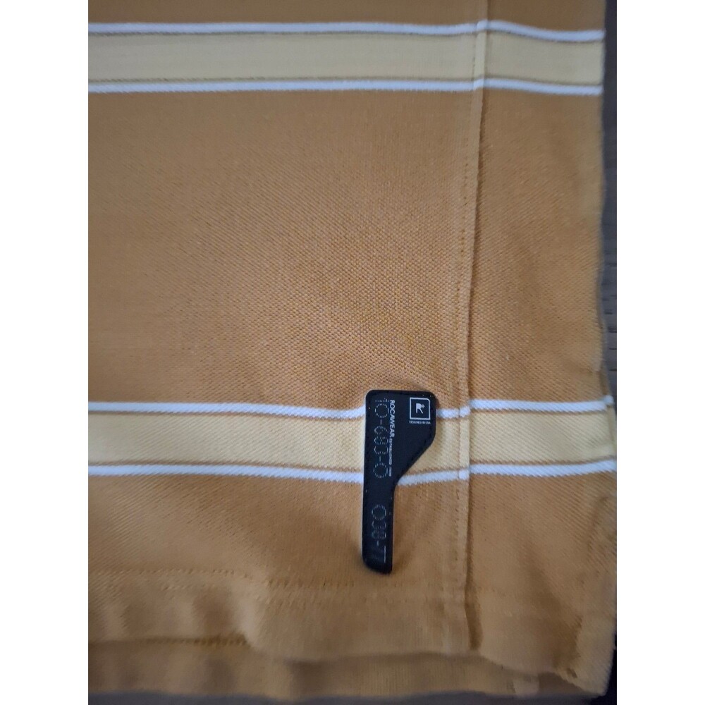 Vintage Rocawear Polo Shirt, Men's 2XL, Brown Tan Stripes, 100% Cotton - Picture 8 of 9